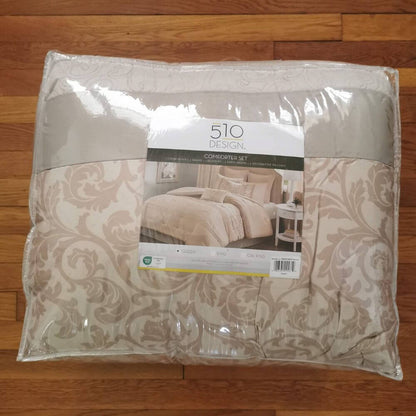 Ramsey Embroidered 8 Piece Comforter Set Neutral Queen (Open Box)