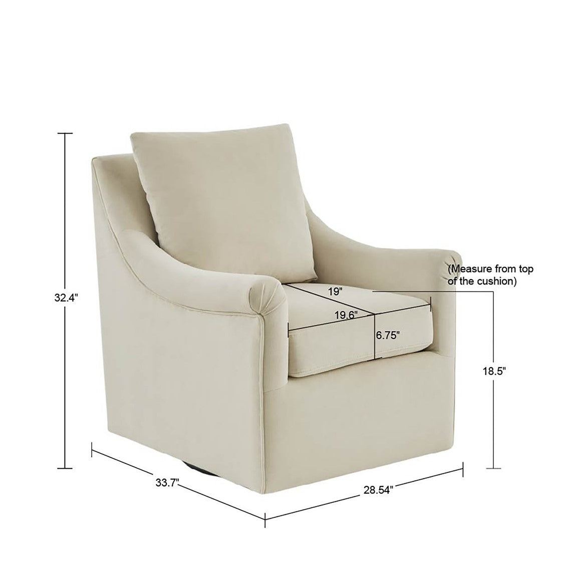 Madison Park Deanna Upholstered Swivel Accent Chair | Cream