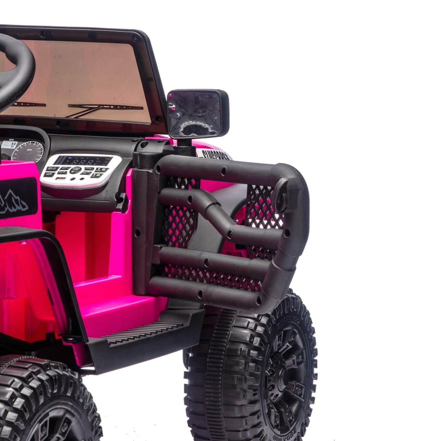 Close-up of HIFINE 24V Kids Ride On Car - Rose Pink