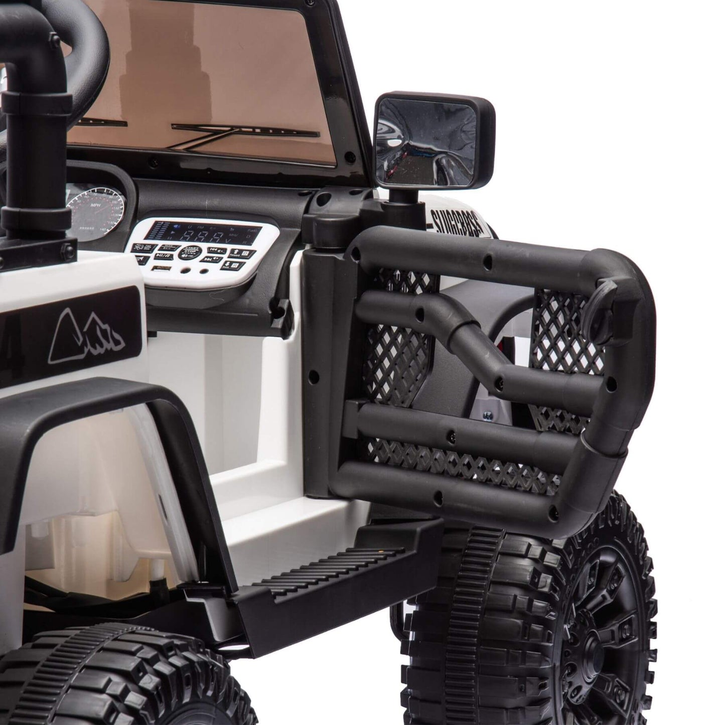 Close-up of HIFINE 24V Kids Ride On Car - White