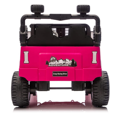 Back view of HIFINE 24V 100W*2 Two-Seater Kids Ride On Car - Pink