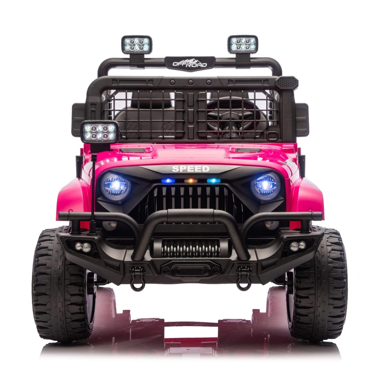 Front view of HIFINE 24V 100W*2 Two-Seater Kids Ride On Car - Pink