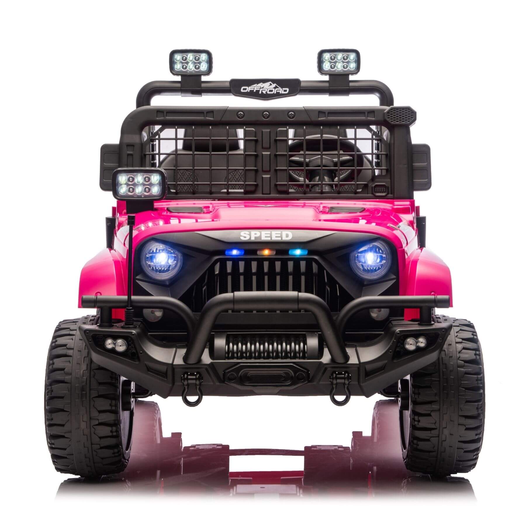 Front view of HIFINE 24V 100W*2 Two-Seater Kids Ride On Car - Pink