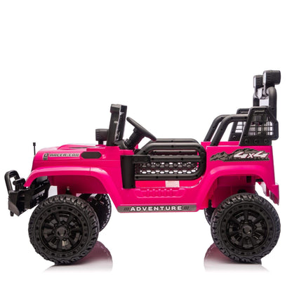 Side view of HIFINE 24V 100W*2 Two-Seater Kids Ride On Car - Pink