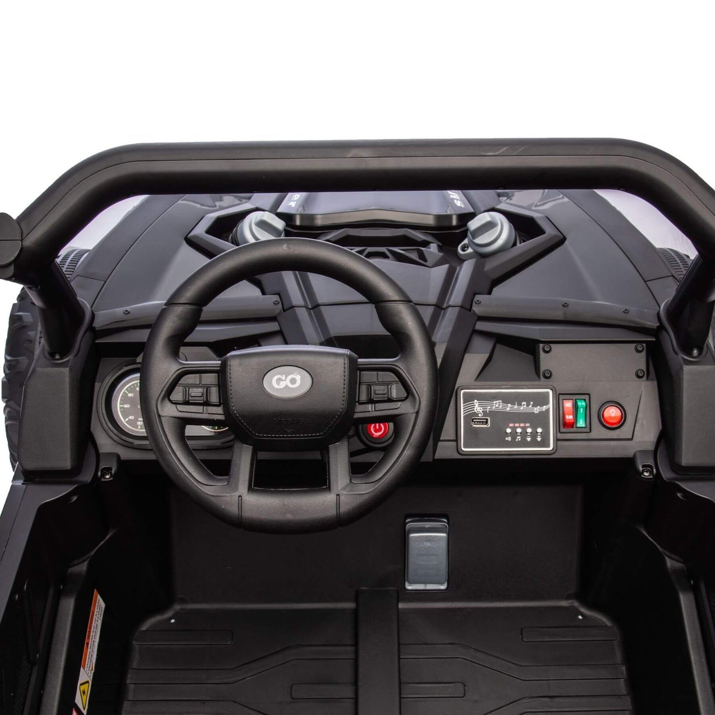 Interior of HIFINE 24V Two-Seater Kids Ride On UTV - Black