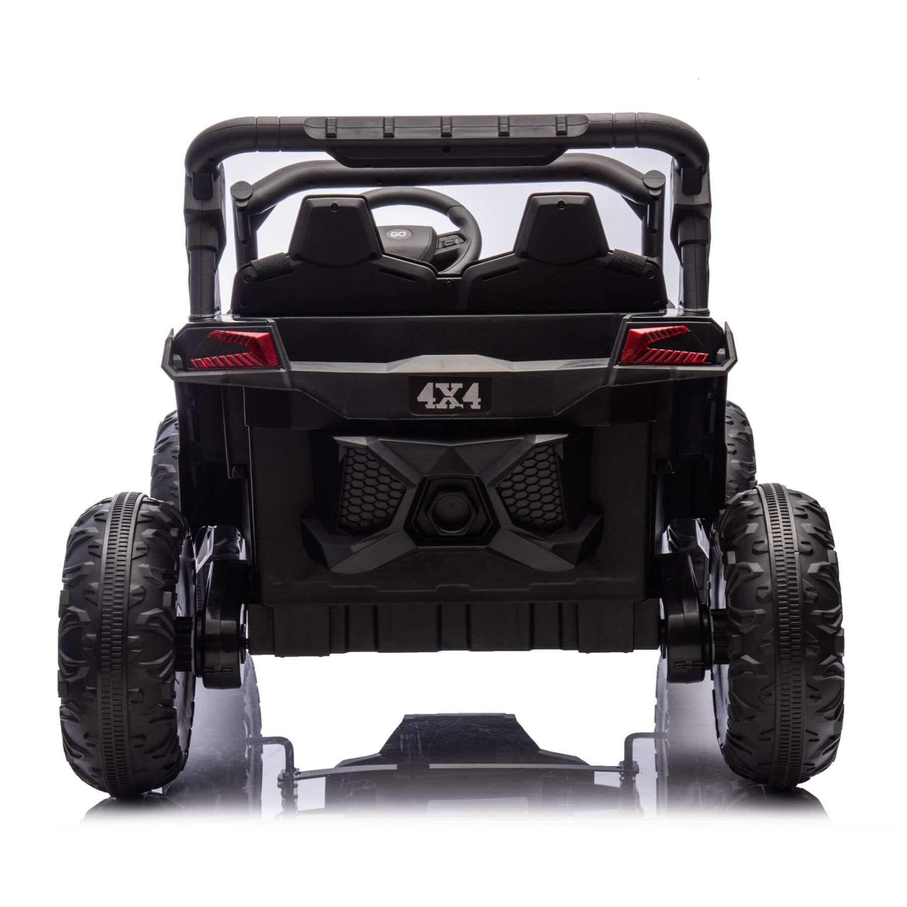 Back view of HIFINE 24V Two-Seater Kids Ride On UTV - Black