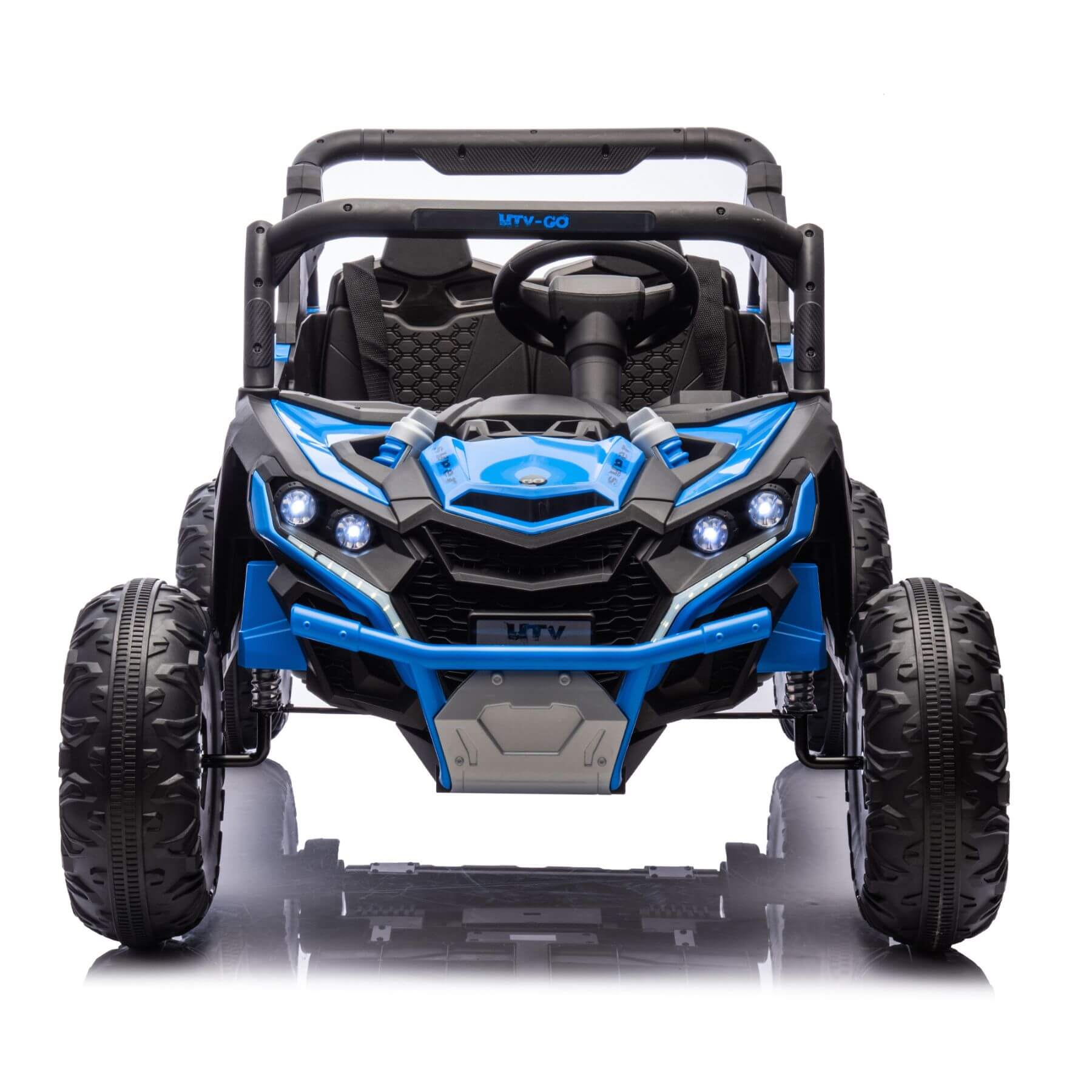Front view of HIFINE 24V Two-Seater Kids Ride On UTV - Blue