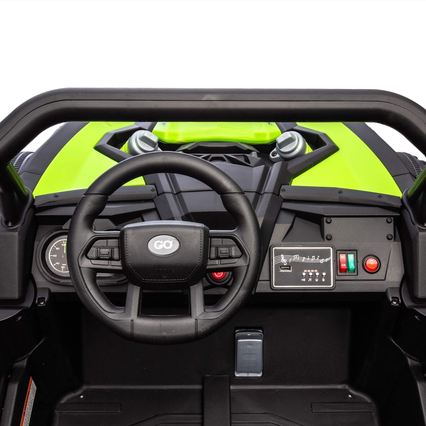 Interior of HIFINE 24V Two-Seater Kids Ride On UTV - Green