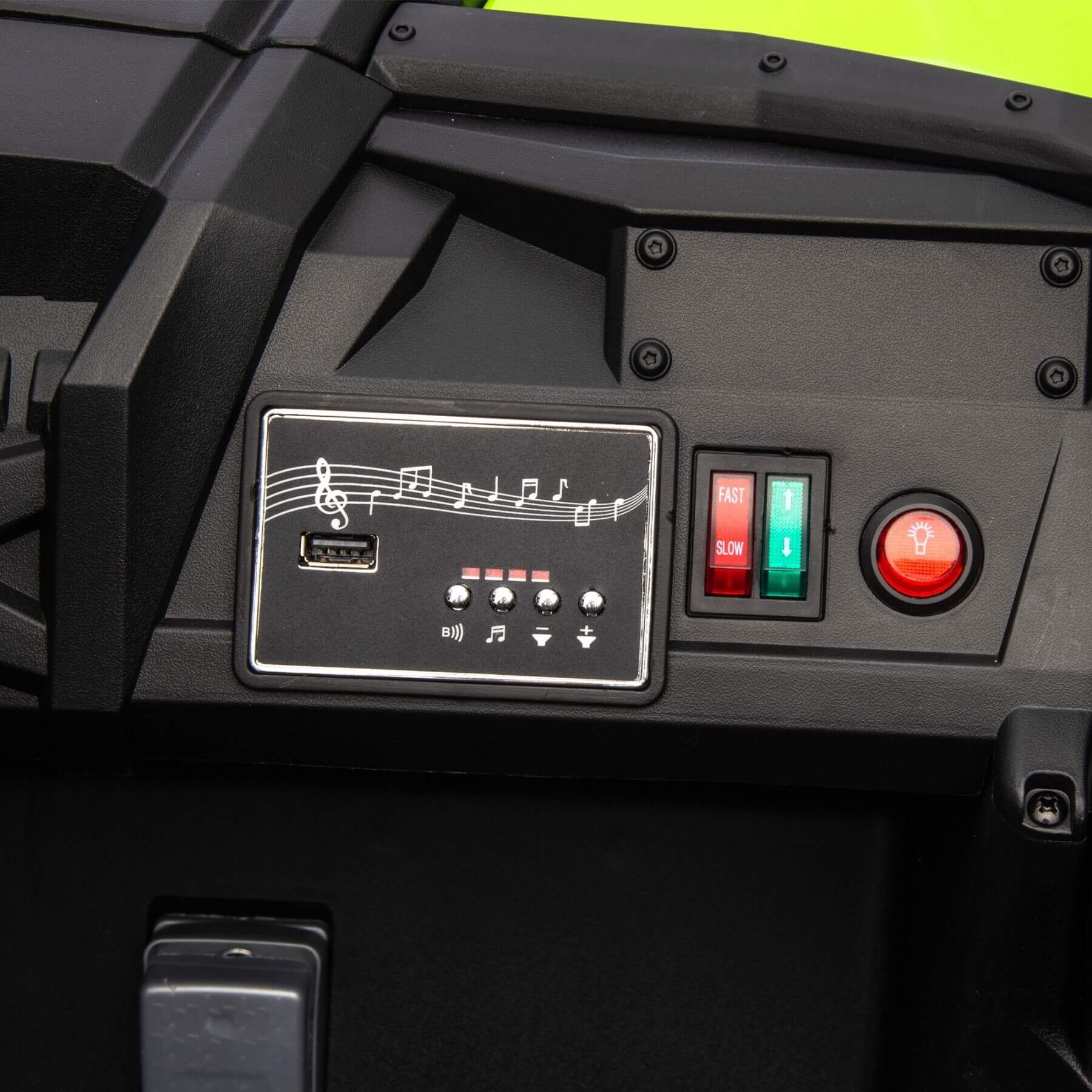 Interior of HIFINE 24V Two-Seater Kids Ride On UTV - Green