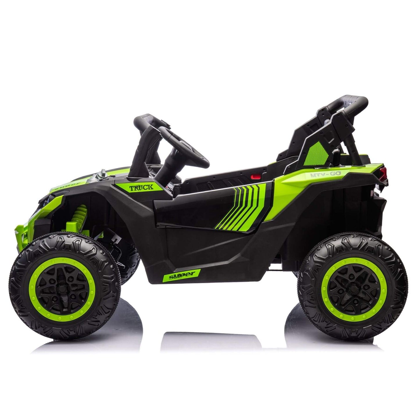 Side view of HIFINE 24V Two-Seater Kids Ride On UTV - Green
