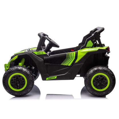 Side view of HIFINE 24V Two-Seater Kids Ride On UTV - Green