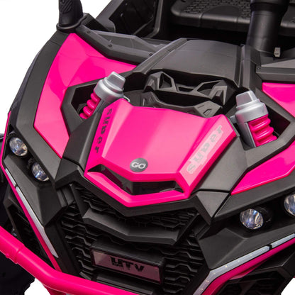 Close-up of HIFINE 24V Two-Seater Kids Ride On UTV - Pink