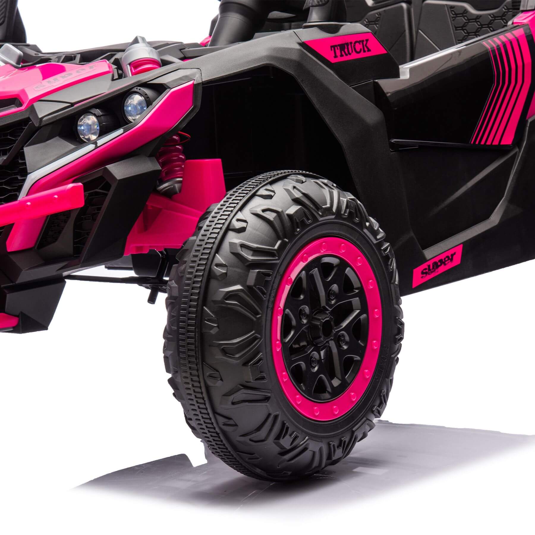 Close-up of HIFINE 24V Two-Seater Kids Ride On UTV - Pink