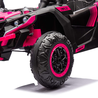Close-up of HIFINE 24V Two-Seater Kids Ride On UTV - Pink