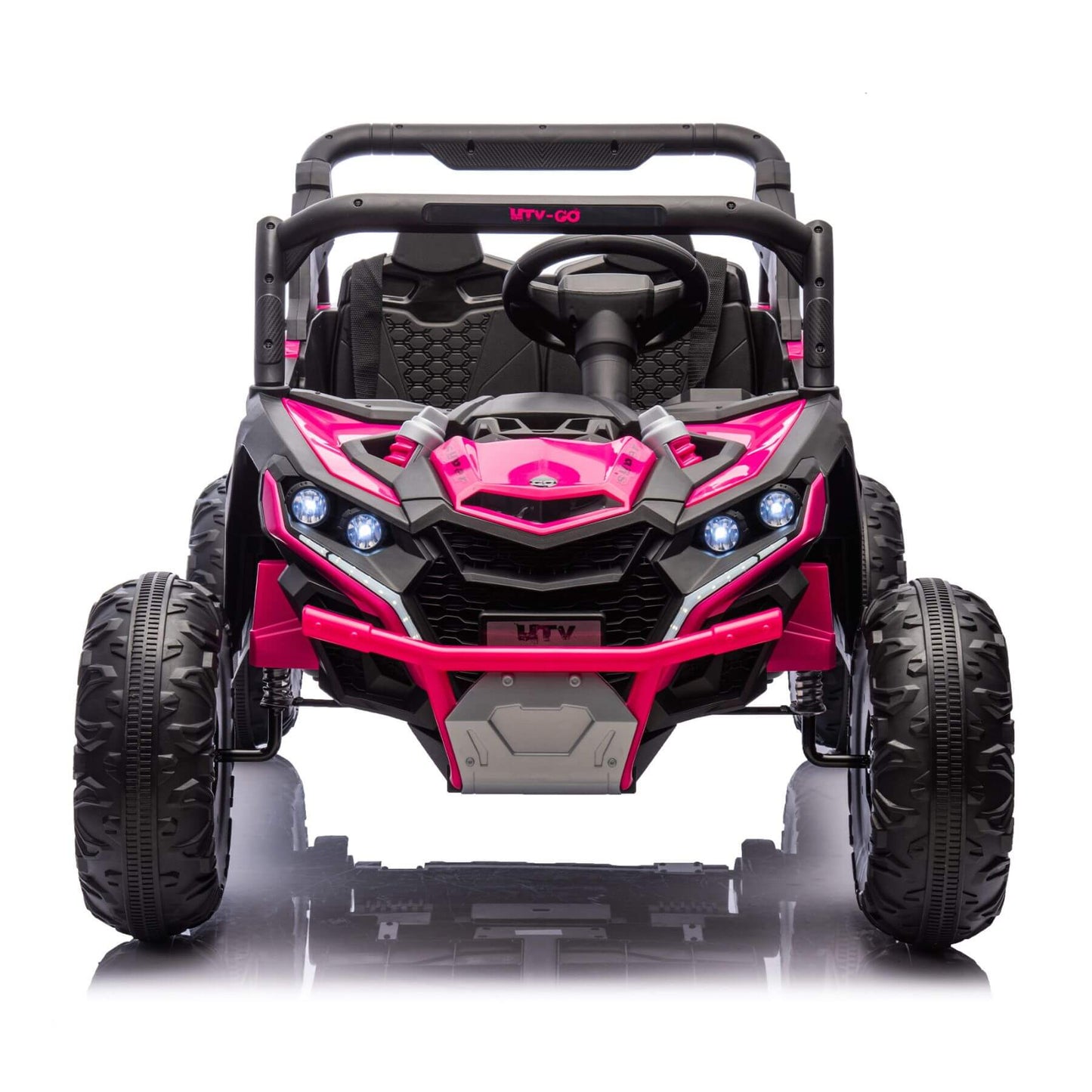 Front view of HIFINE 24V Two-Seater Kids Ride On UTV - Pink