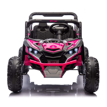 Front view of HIFINE 24V Two-Seater Kids Ride On UTV - Pink