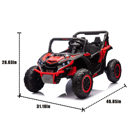 HIFINE 24V Two-Seater Kids Ride On UTV - Red with dimensions