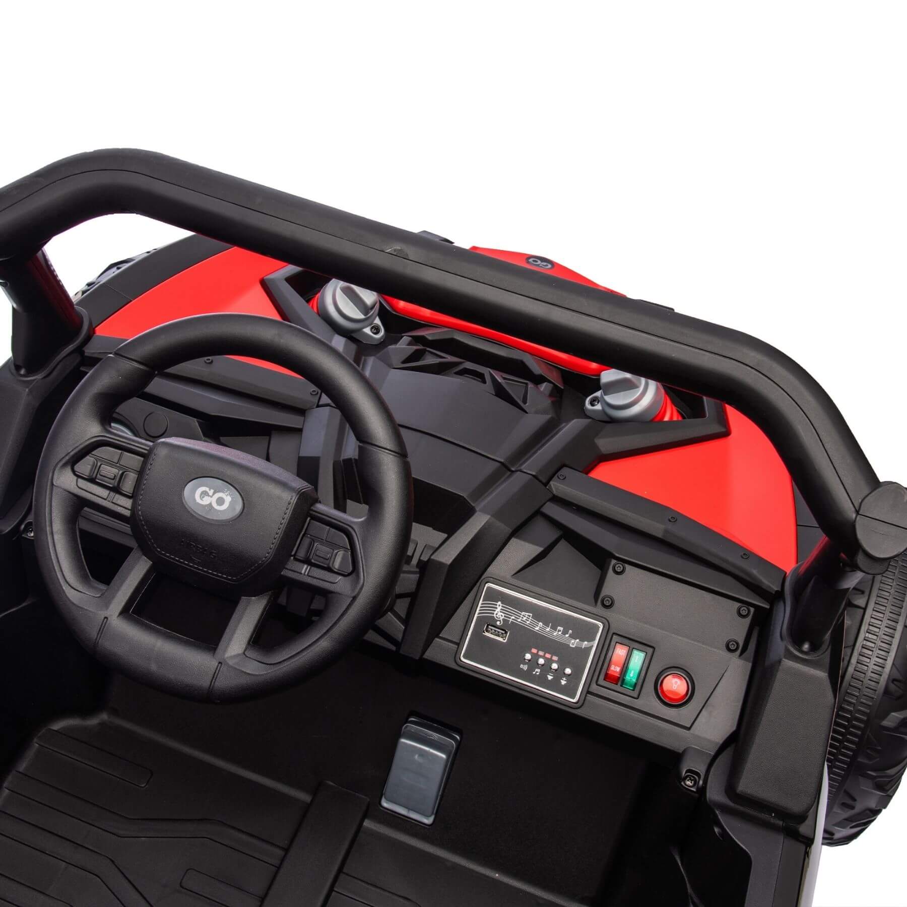 Close-up of HIFINE 24V Two-Seater Kids Ride On UTV - Red