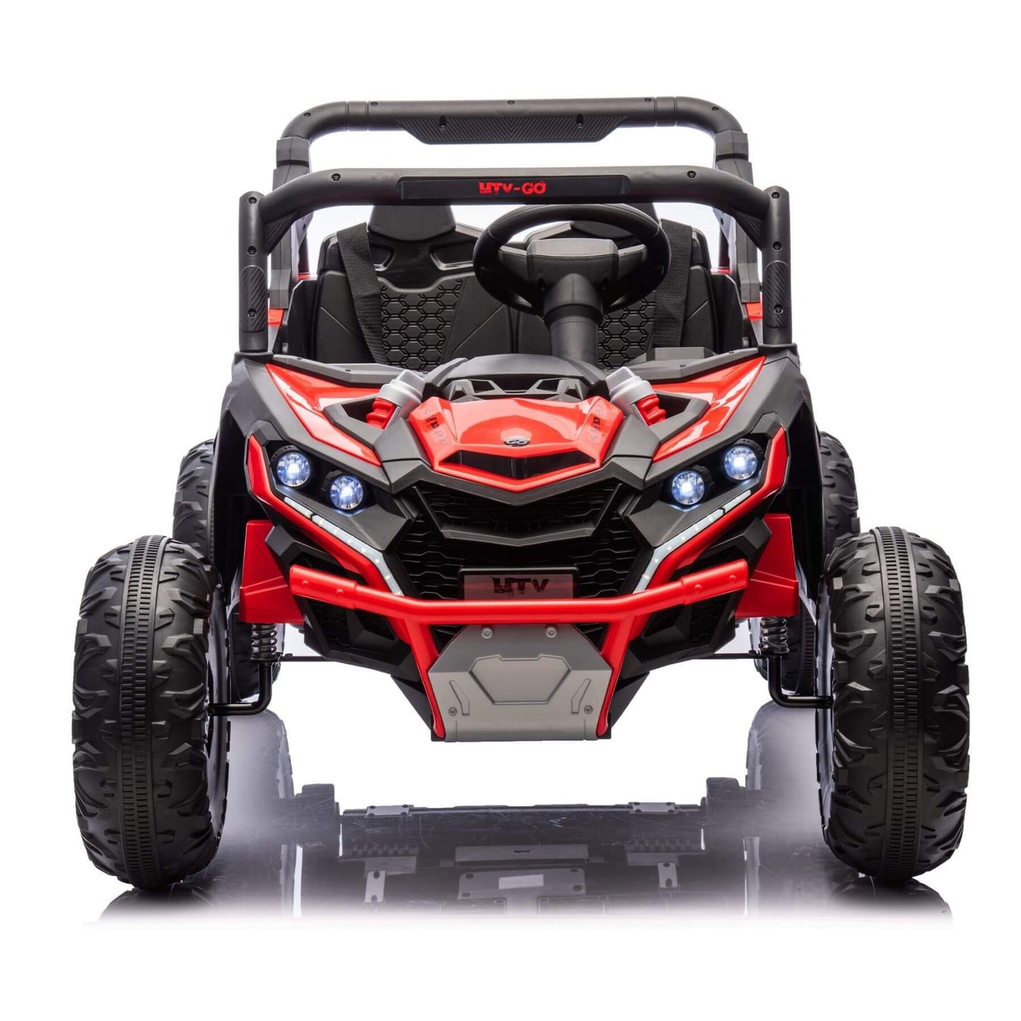 Front view of HIFINE 24V Two-Seater Kids Ride On UTV - Red