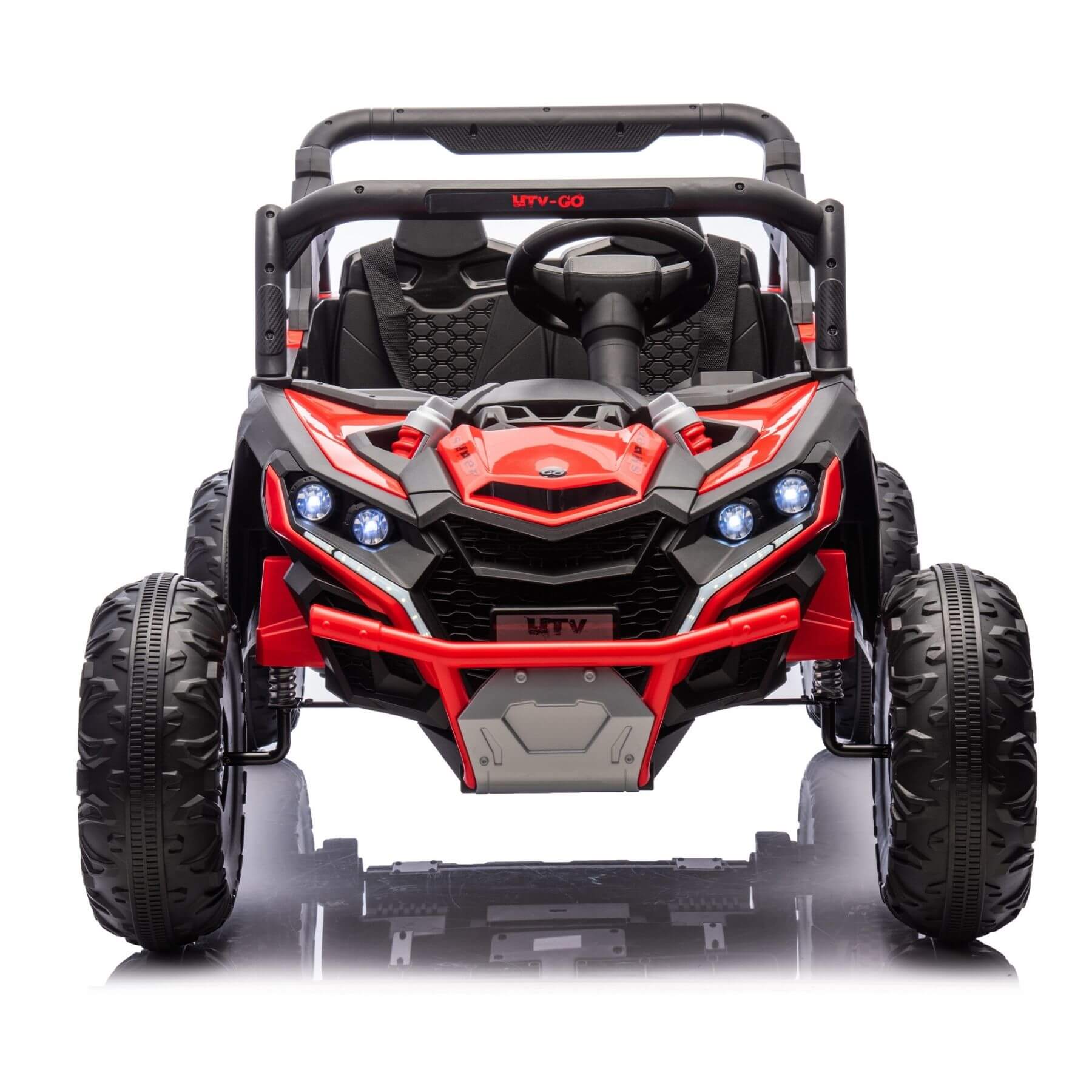 Front view of HIFINE 24V Two-Seater Kids Ride On UTV - Red