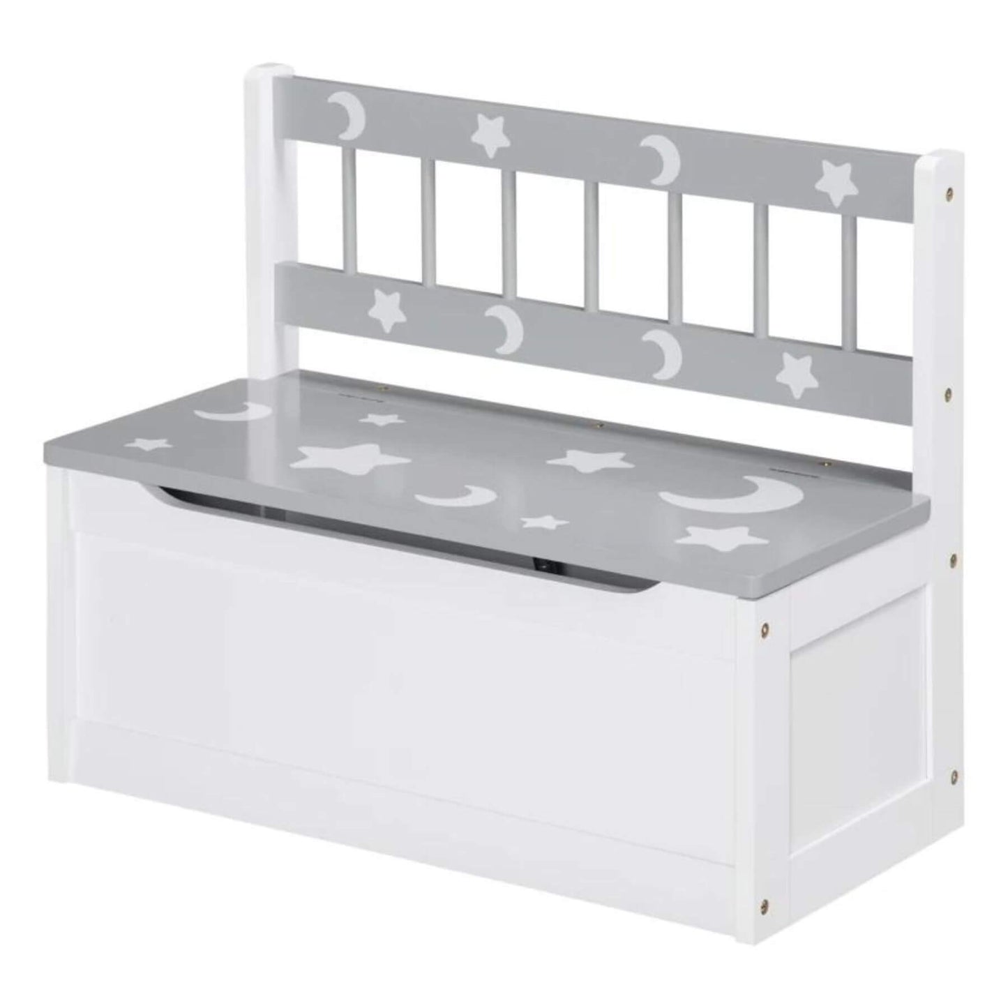 Qaba 2-in-1 Kids Wooden Toy Organizer Chest with Seat Bench Grey