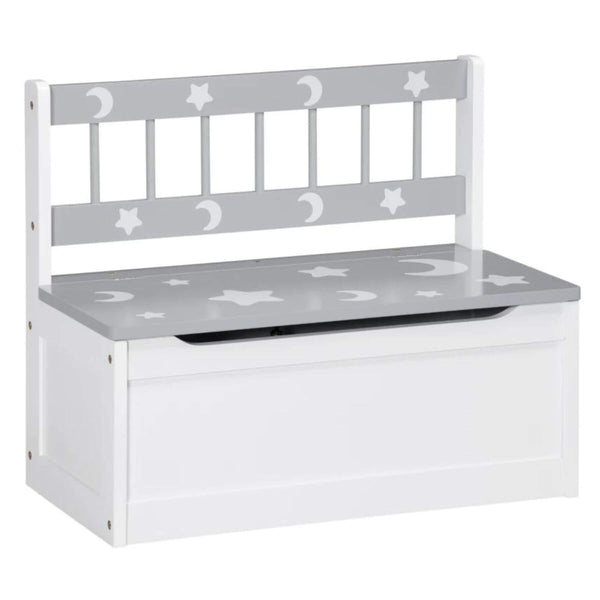 Qaba 2-in-1 Kids Wooden Toy Organizer Chest with Seat Bench Grey