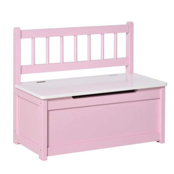 Qaba 2-in-1 Kids Wooden Toy Organizer Chest with Seat Bench Pink