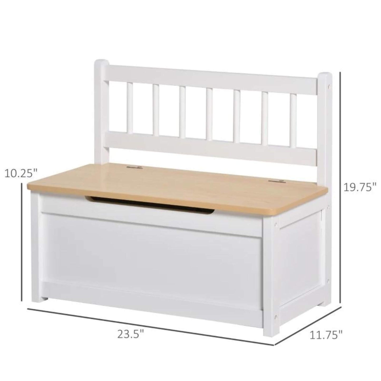 Qaba 2-in-1 Kids Wooden Toy Organizer Chest with Seat Bench White