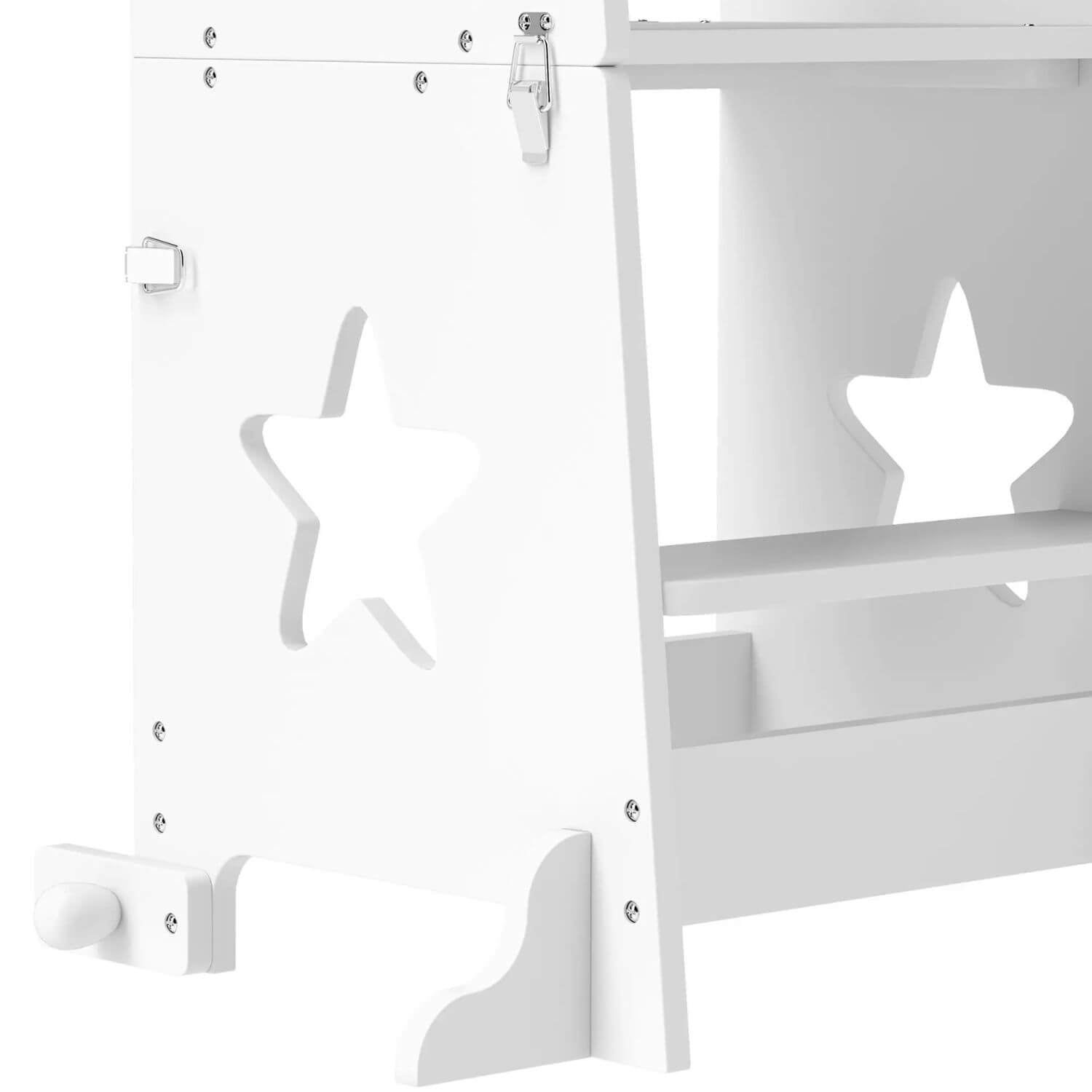 Detail of Qaba 2-in-1 Toddler Tower with Safety Rail White