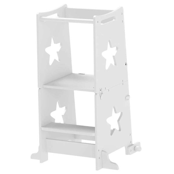 Qaba 2-in-1 Toddler Tower with Safety Rail White