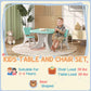 Boy Sitting at Qaba 3pc Kids Table and Chairs Set for 3-6 Years Light Blue