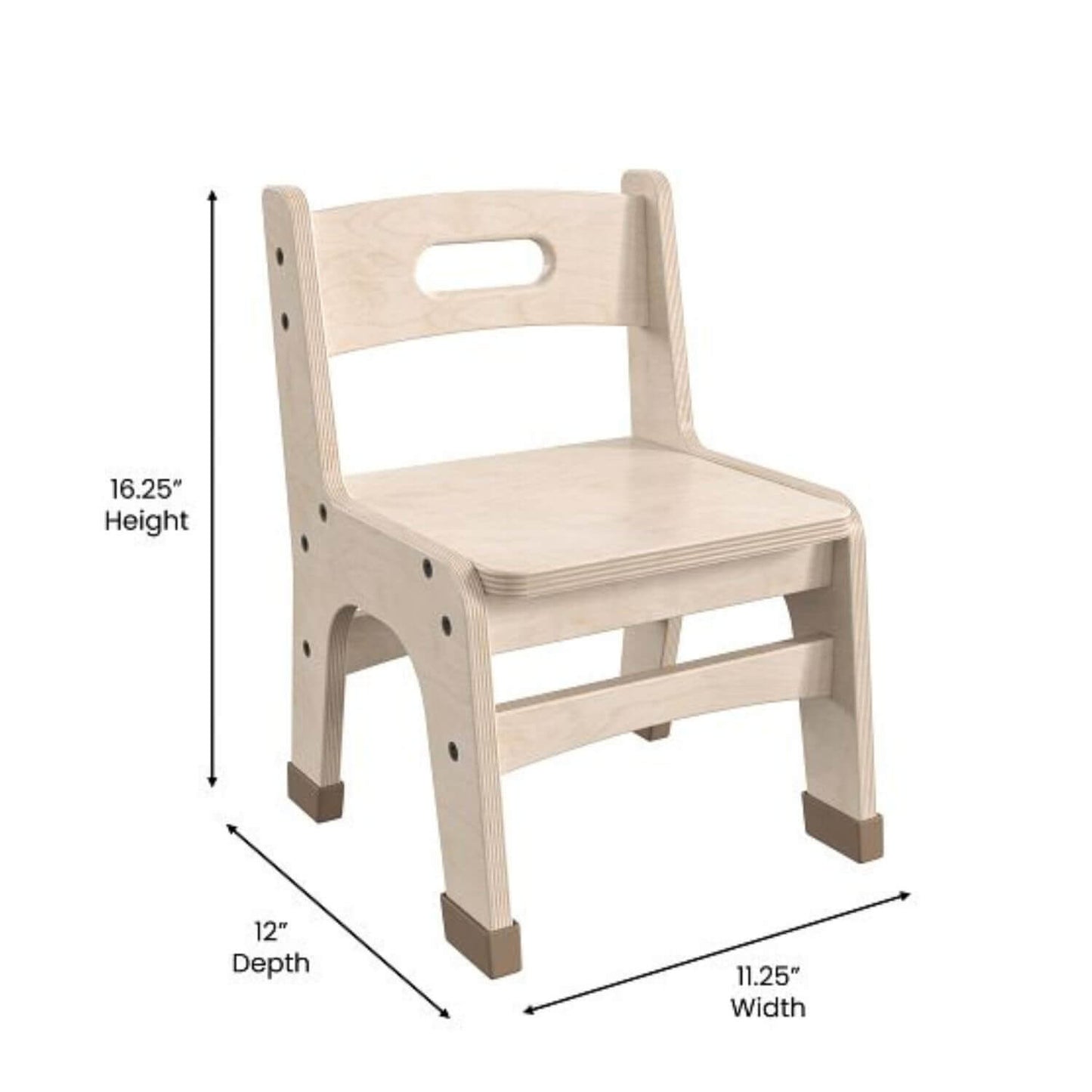 Flash Furniture Bright Beginnings 2PK Natural 9" Wooden Classroom Chairs