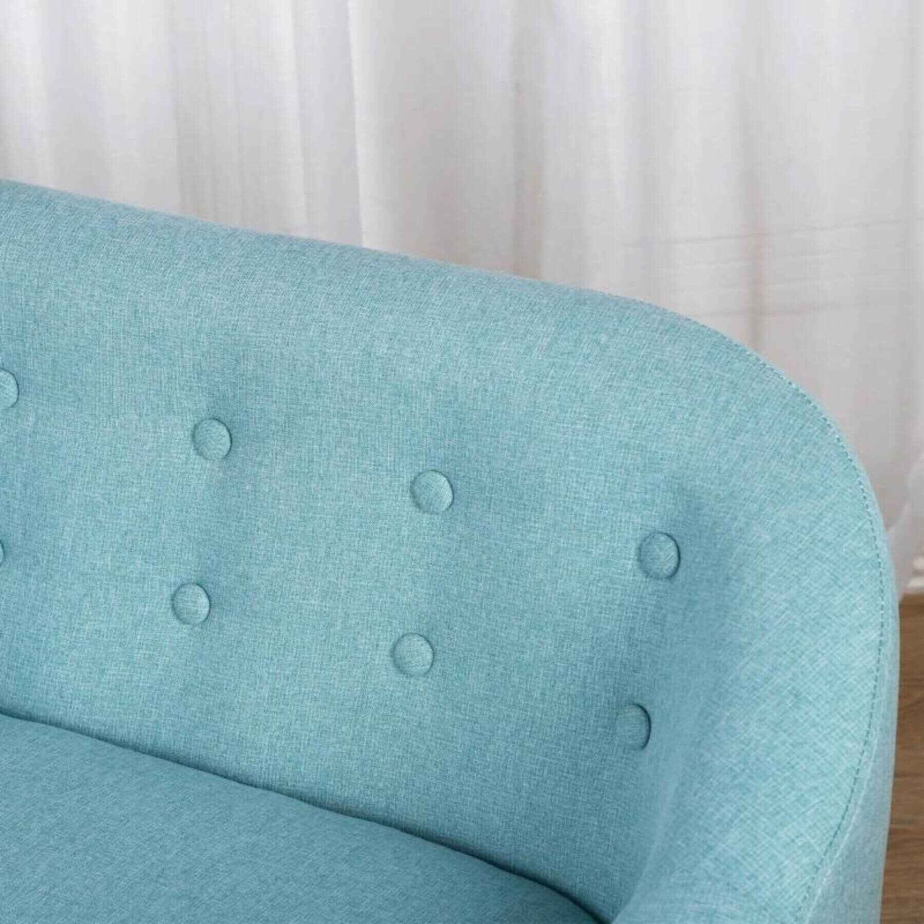 Detail of Qaba 2-Seat Kids Sofa Linen Fabric and Wooden Frame Sofa Blue