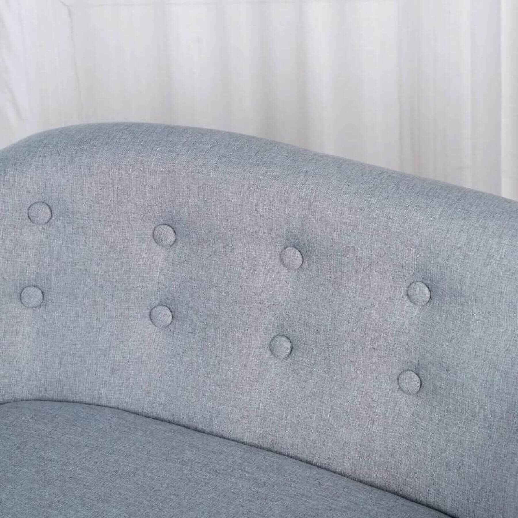 Detail of Qaba 2-Seat Kids Sofa Linen Fabric and Wooden Frame Sofa Gray