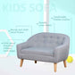 Qaba 2-Seat Kids Sofa Linen Fabric and Wooden Frame Sofa Gray