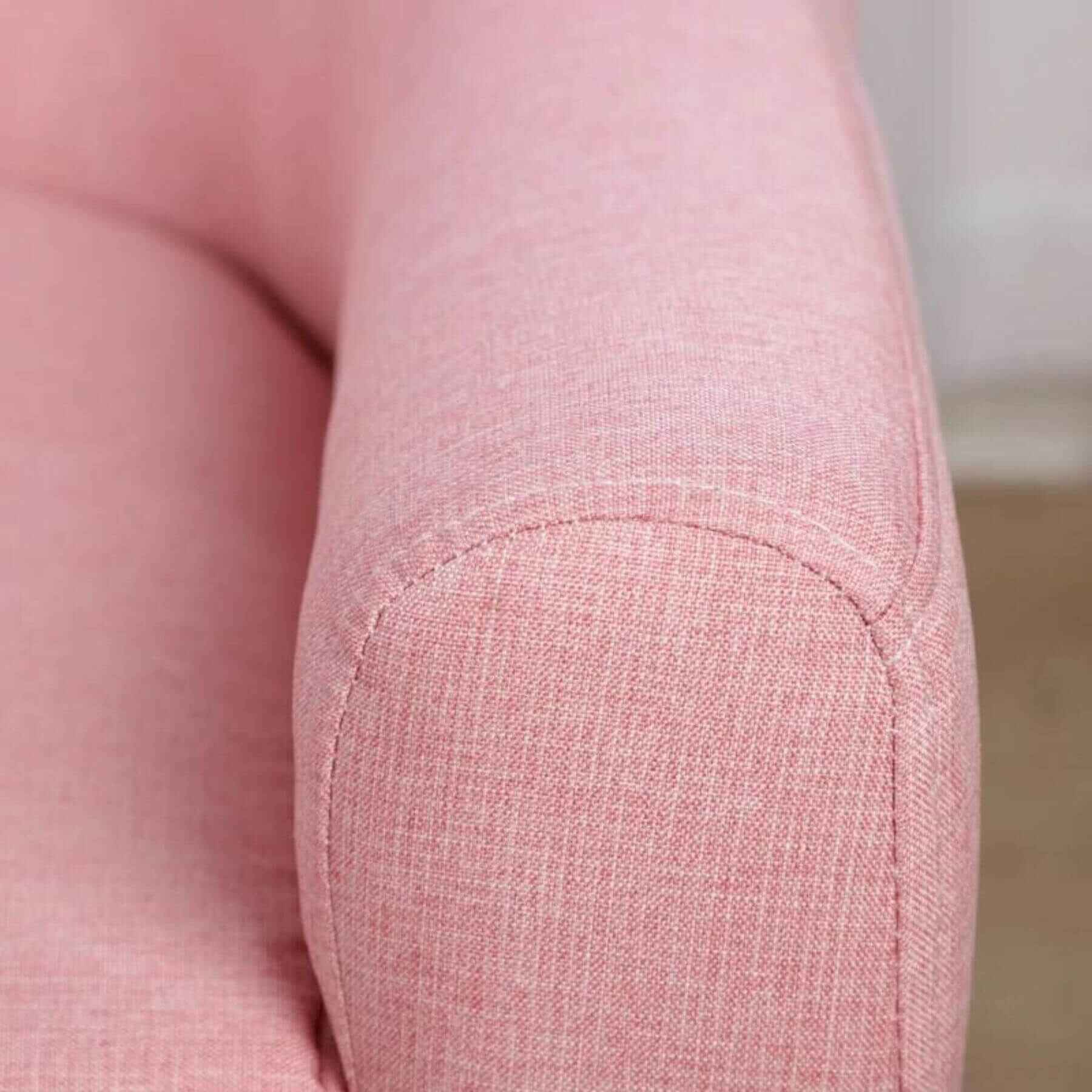 Detail of Qaba 2-Seat Kids Sofa Linen Fabric and Wooden Frame Sofa Pink