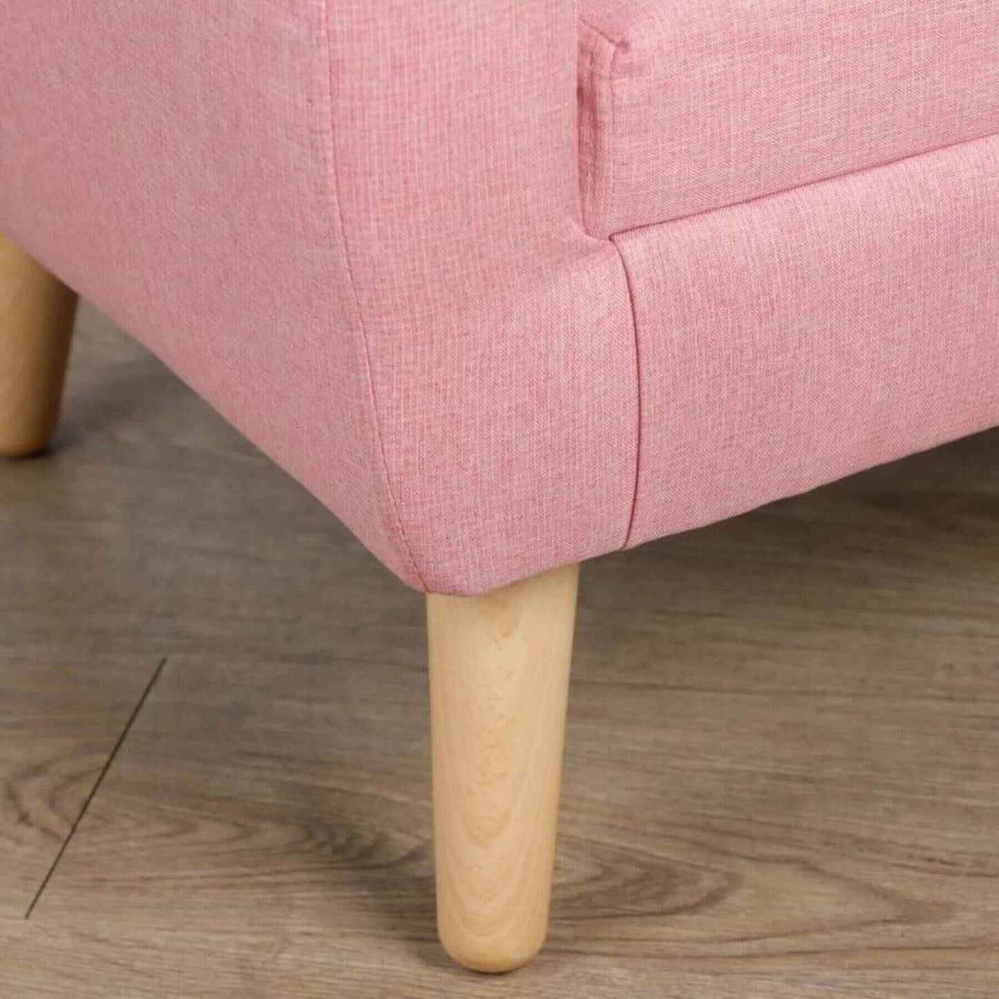 Detail of Qaba 2-Seat Kids Sofa Linen Fabric and Wooden Frame Sofa Pink