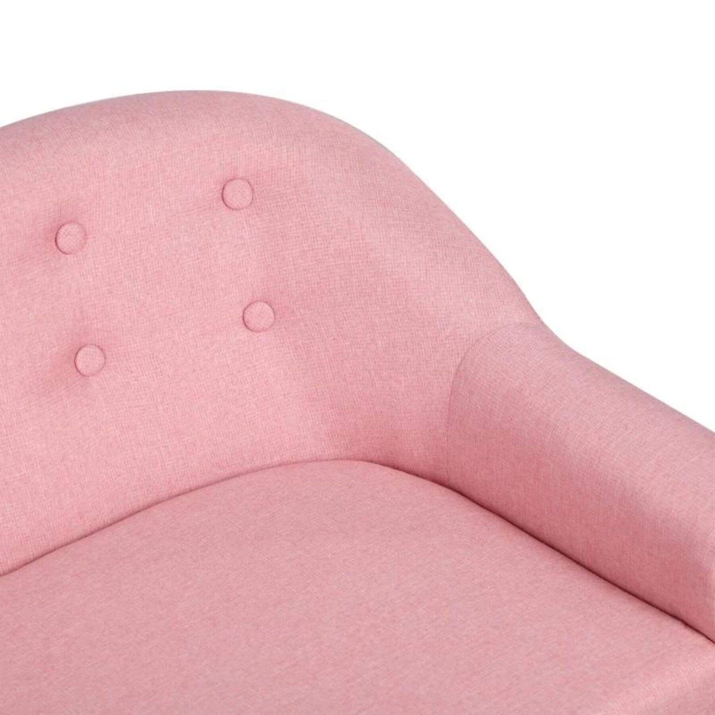 Detail of Qaba 2-Seat Kids Sofa Linen Fabric and Wooden Frame Sofa Pink