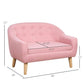 Qaba 2-Seat Kids Sofa Linen Fabric and Wooden Frame Sofa Pink