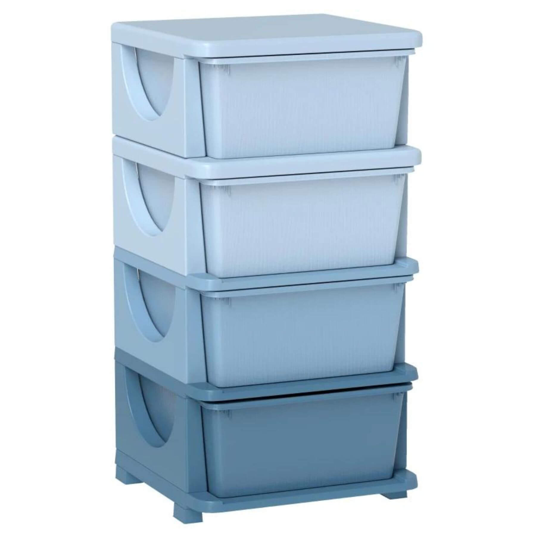 Qaba 30" 4-Tier Kids Storage Unit Dresser Tower w/ 4 Drawers Blue