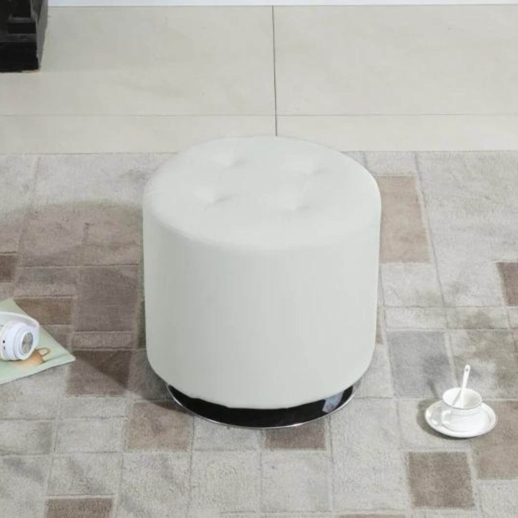 HOMCOM 360° Swivel Foot Stool White