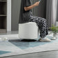 Woman Sitting on HOMCOM 360° Swivel Foot Stool White