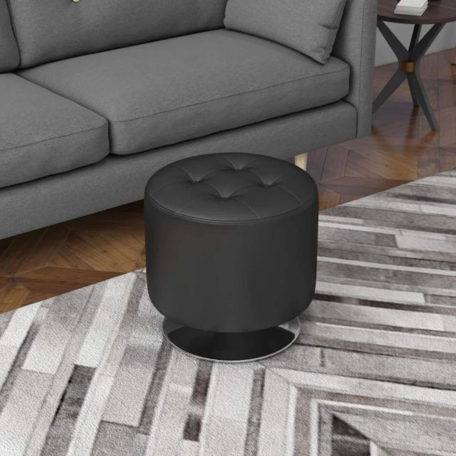 HOMCOM 360° Swivel Foot Stool Black