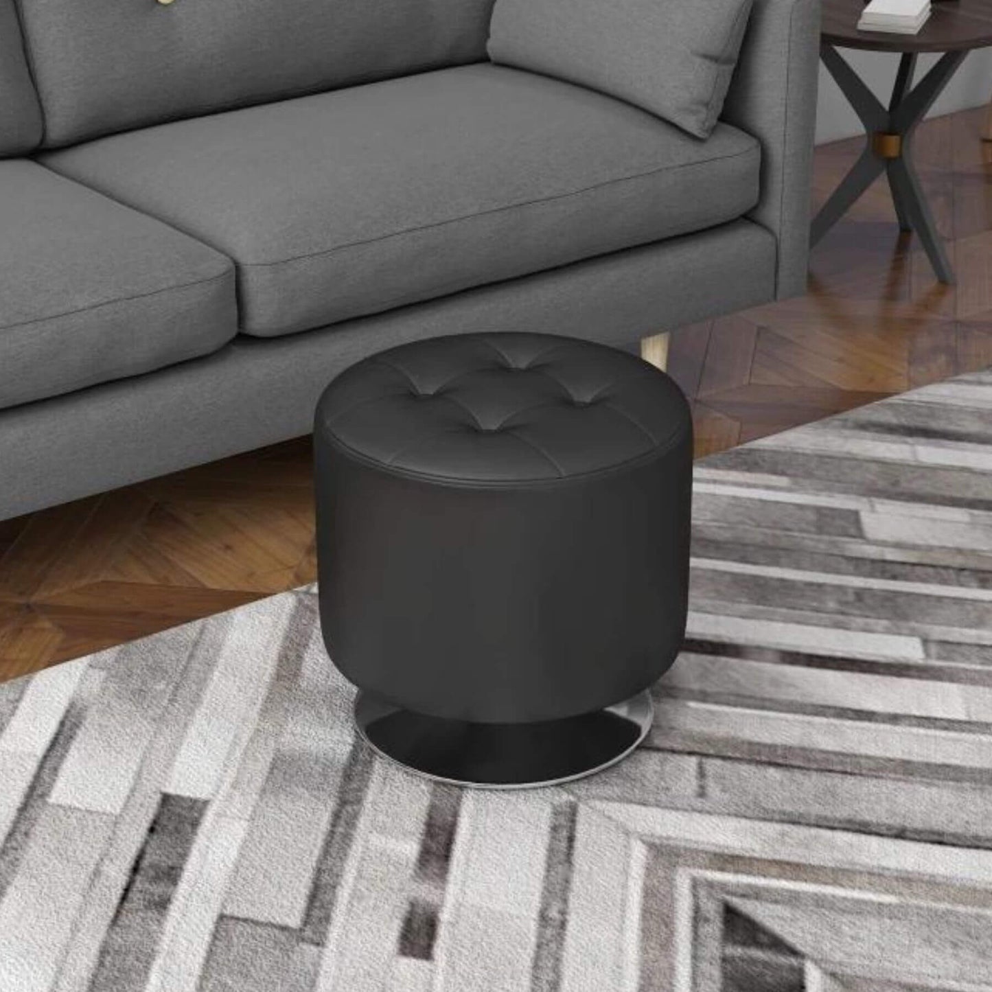 HOMCOM 360° Swivel Foot Stool Black