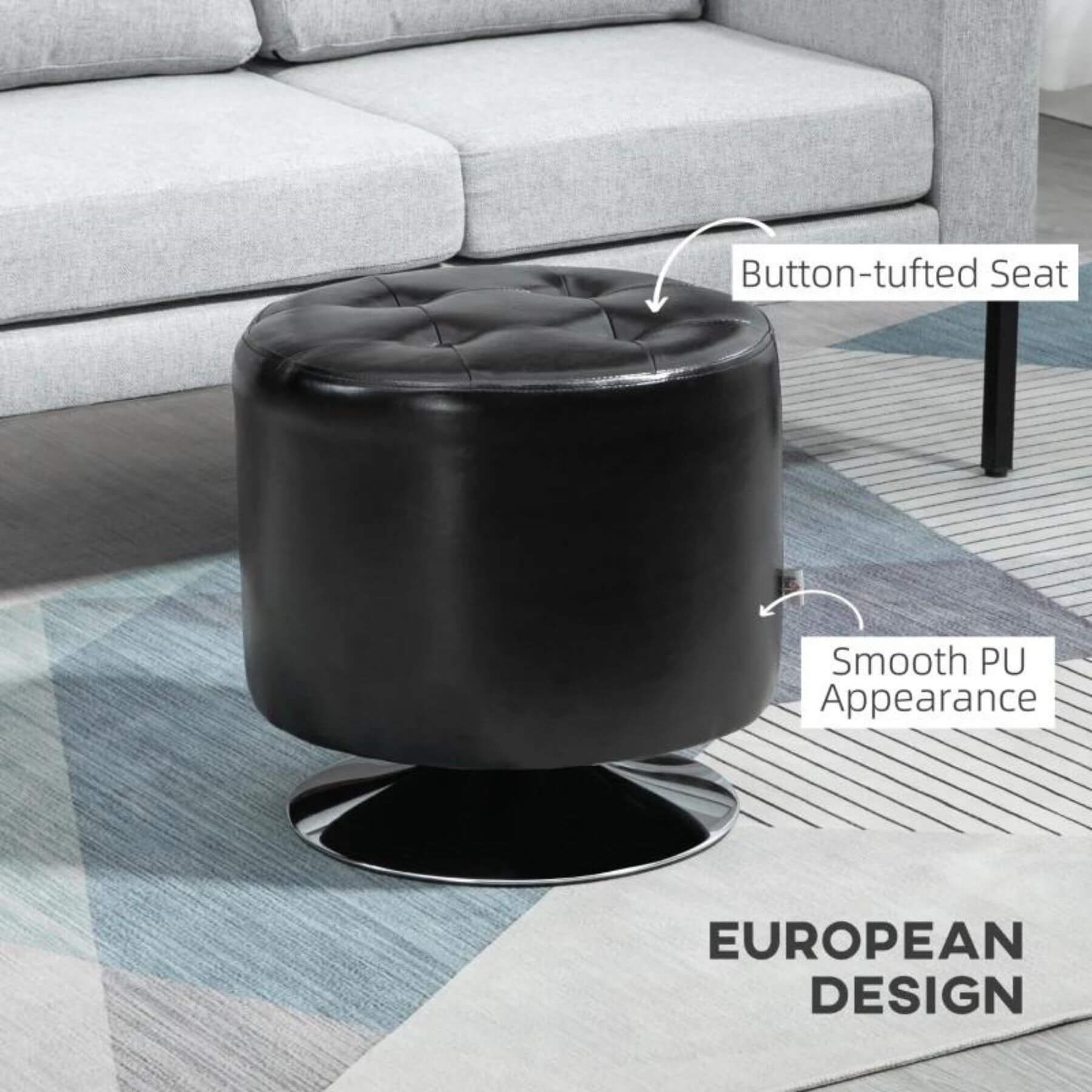 HOMCOM 360° Swivel Foot Stool Black