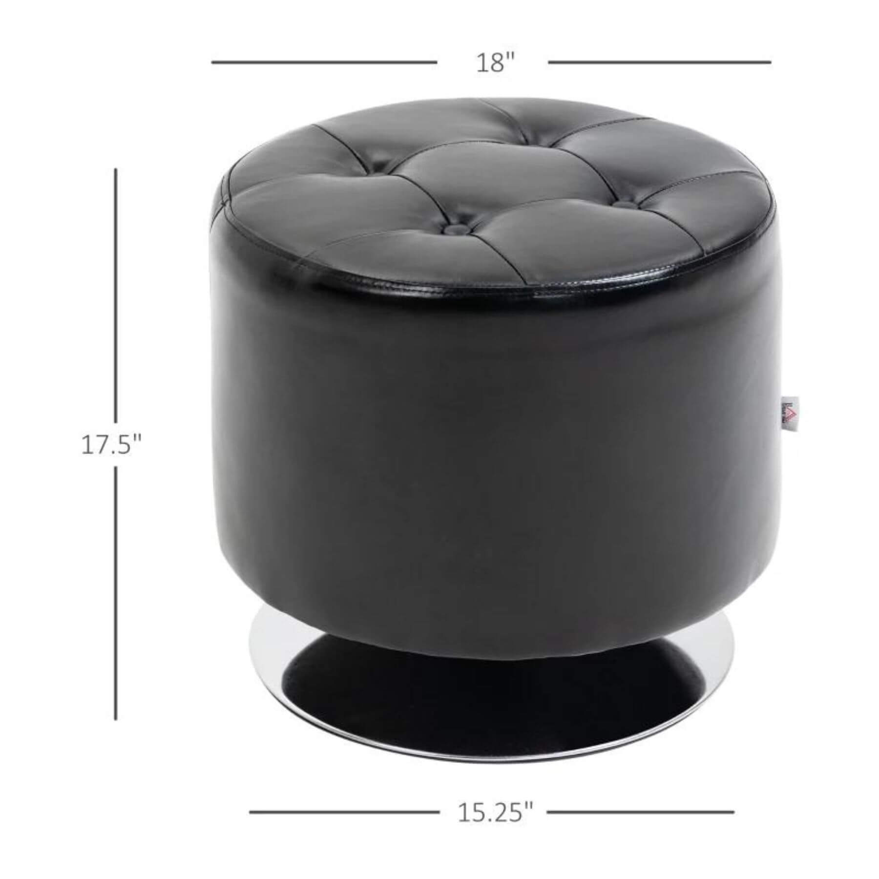 HOMCOM 360° Swivel Foot Stool Black