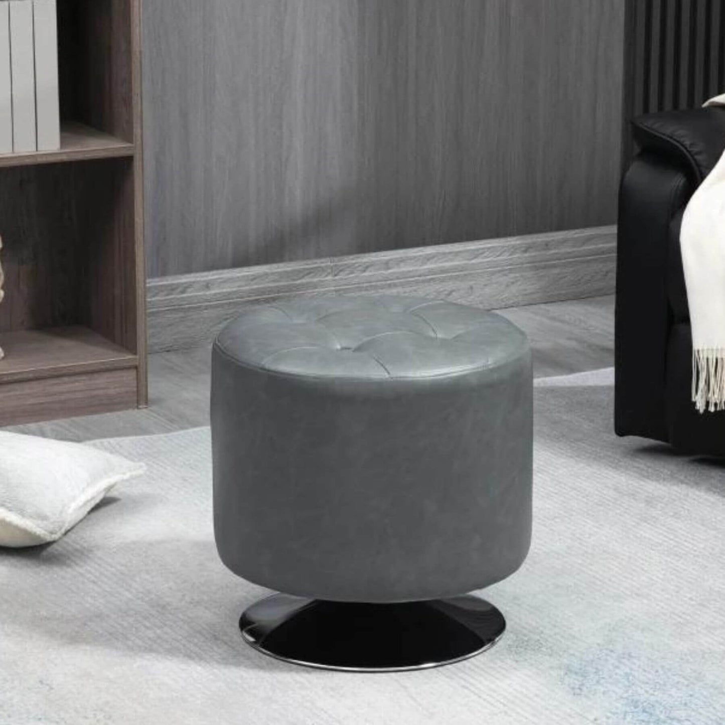 HOMCOM 360° Swivel Foot Stool Grey