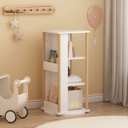 MOONRIVER 360° Rotating Kids Bookshelf with toys in a room setting