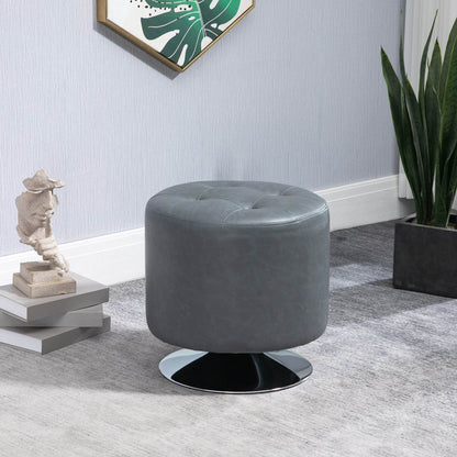 HOMCOM 360° Swivel Foot Stool Round - Gray in a room with decorative elements.