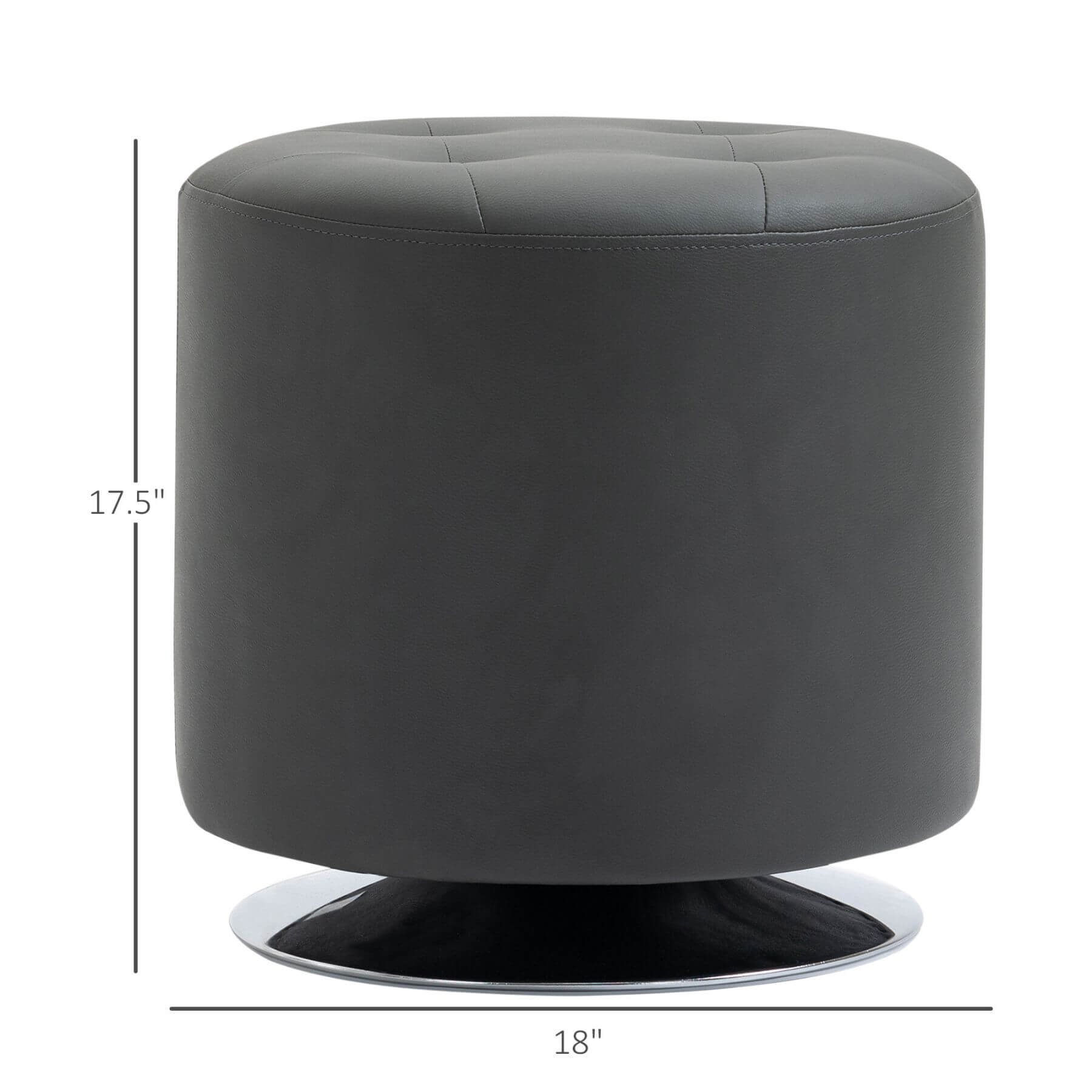 HOMCOM 360° Swivel Foot Stool Round - Gray